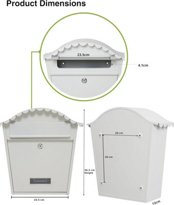 Wall Mounted Post Box, Lockable Mailbox with 2 Keys, Weatherproof ...