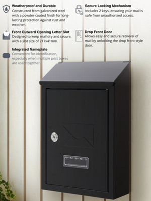 Wall Mounted Post Box, Lockable Mailbox with 2 Keys, Weatherproof ...