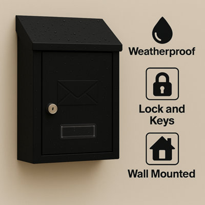Wall Mounted Post Box, Lockable Mailbox with 2 Keys, Weatherproof ...