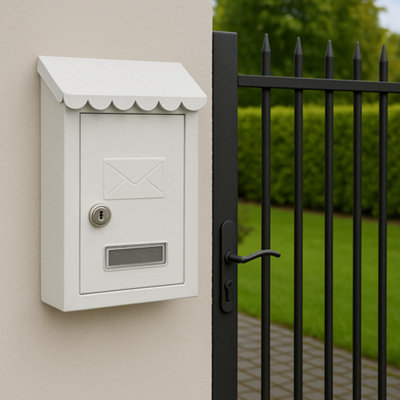 Wall Mounted Post Box, Steel Lockable Mailbox with 2 Keys, Weatherproof ...