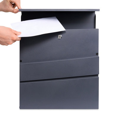Wall Mounted Post Box with Newspaper Holder, Lockable Letterbox with 2 ...