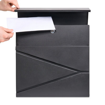 Wall Mounted Post Box with Newspaper Holder, Lockable with 2 Keys ...