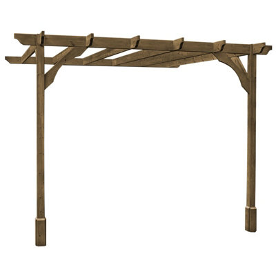 Wall Mounted Premium Pergola - Wood - L360 x W360 x H270 cm - Rustic ...