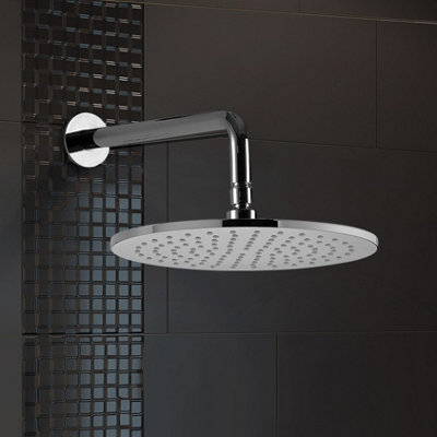 Wall Mounted Round 200mm Rainfall Shower Head and Swivel Elbow Chrome