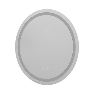 Wall Mounted Round LED Bathroom Mirror 60cm Dia Mirror White Colour Light