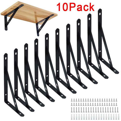 Wall mounted shelf bracket set, heavy duty steel triangle supports ...