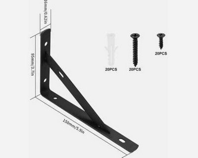 Wall mounted shelf bracket set, heavy duty steel triangle supports ...