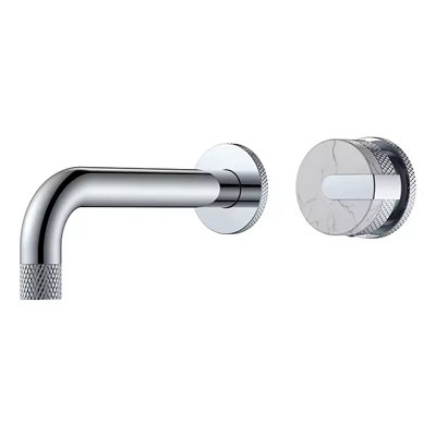 Wall Mounted Siler Chrome Tap With Single Marble Handle