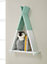 Wall Mounted Single Tier Children's Kids Shelf in White and Green