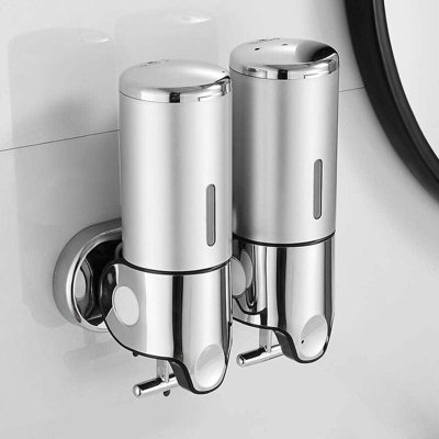 Wall-mounted soap dispenser 500ml x 2 - double-head liquid hand soap ...
