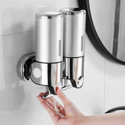 Wall-mounted soap dispenser 500ml x 2 - double-head liquid hand soap ...