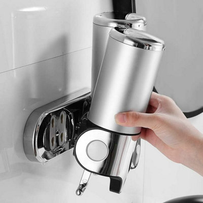 Wall-mounted soap dispenser 500ml x 2 - double-head liquid hand soap ...
