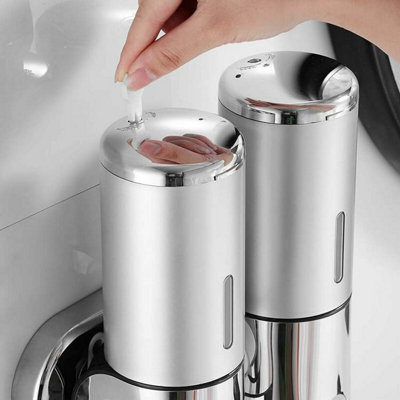 Wall-mounted soap dispenser 500ml x 2 - double-head liquid hand soap ...