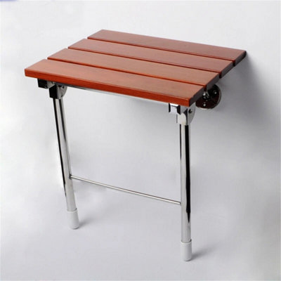 Wall Mounted Solid Wood Folding Shower Seat Wooden Bathroom Mobility Aid MEW