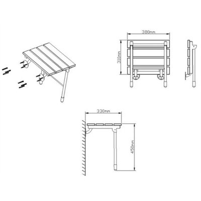Wall Mounted Solid Wood Folding Shower Seat Wooden Bathroom Mobility Aid MEW
