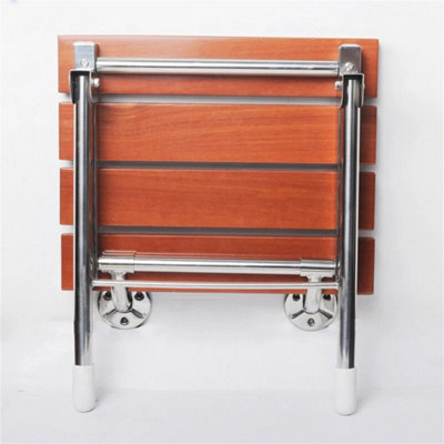 Wall Mounted Solid Wood Folding Shower Seat Wooden Bathroom Mobility Aid MEW