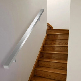 Wall Mounted Step Railing Stair Railing Banister Stainless Rectangular Handrail with Bracket L 250 cm