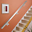 Wall Mounted Step Railing Stair Railing Banister Stainless Rectangular Handrail with Bracket L 375 cm