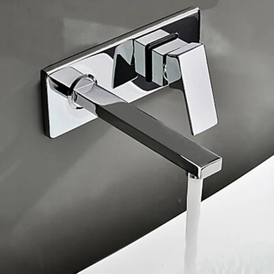 Wall Mounted Tap Waterfall Basin Sink Mixer Tap Bathroom Basin Tap Chrome Finish  Single Lever Hot Cold Tap - 4