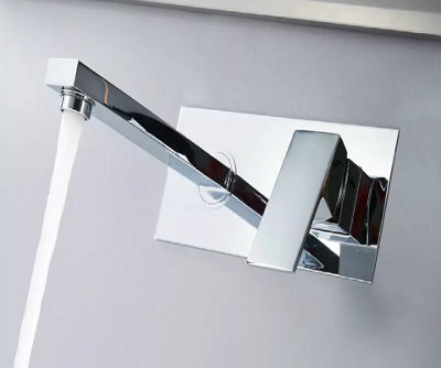 Wall Mounted Tap Waterfall Basin Sink Mixer Tap Bathroom Basin Tap Chrome Finish  Single Lever Hot Cold Tap - 8