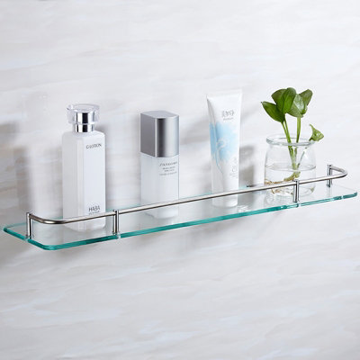 Wall Mounted Tempered Glass Storage Organizer Bathroom Shelf 40cm 