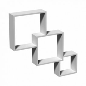 Wall Mounted Tier Square Shaped Floating Shelves - Finish White