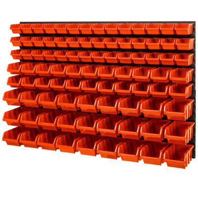 WALL MOUNTED TOOL PEG BOARD SET GARAGE STORAGE BINS WORKSHOP RACK SHED ...