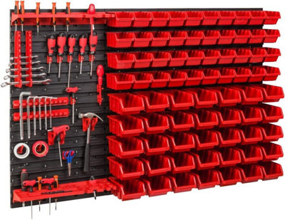 WALL MOUNTED TOOL PEG BOARD SET GARAGE STORAGE BINS WORKSHOP RACK SHED ORGANISER Model 20
