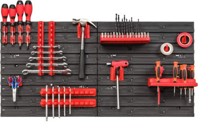 WALL MOUNTED TOOL PEG BOARD SET GARAGE STORAGE BINS WORKSHOP RACK SHED ...