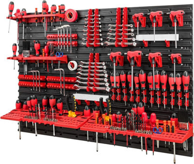 WALL MOUNTED TOOL PEG BOARD SET GARAGE STORAGE BINS WORKSHOP RACK SHED ORGANISER Model 2