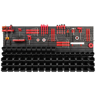 WALL MOUNTED TOOL PEG BOARD SET GARAGE STORAGE BINS WORKSHOP RACK SHED ORGANISER Model 39