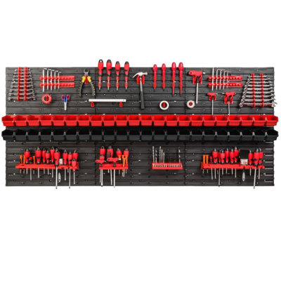 WALL MOUNTED TOOL PEG BOARD SET GARAGE STORAGE BINS WORKSHOP RACK SHED ORGANISER Model 46
