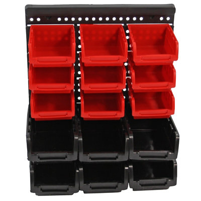 Wall Mounted Tool Storage Bin Workshop Garage Rack Pegs Organizer DIY Box 32pc