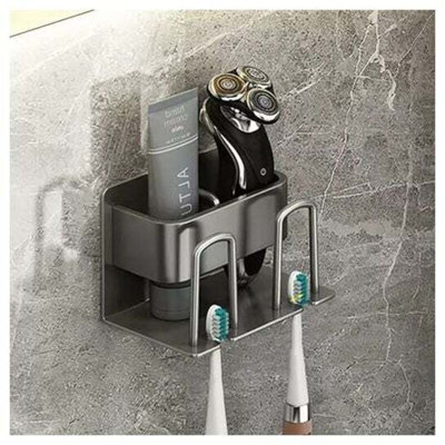 Luexbox 5-Slot Wall Mount Toothbrush Holder With Cover – Self-Adhesive Acrylic Rack For Bathroom