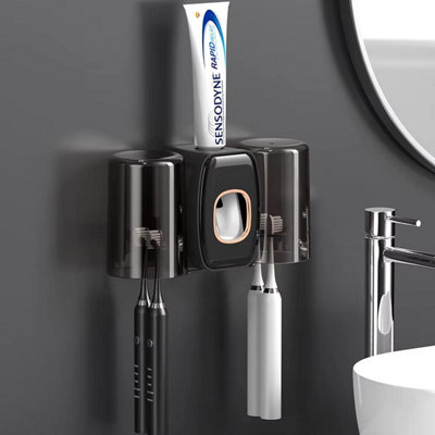 Wall Mounted Toothpaste Dispenser with Toothbrush Holder and Inverted ...