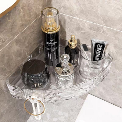 Wall Mounted Transparent Plastic Bathroom Corner Shower Caddy