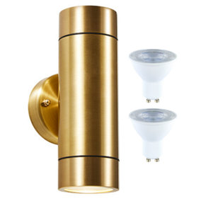Wall Mounted Up Down Light with LED GU10 Bulb: Solid Brass
