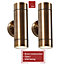 Wall Mounted Up Down Lights with LED GU10 Bulbs: Solid Brass / Bronze Finish: Twin Pack