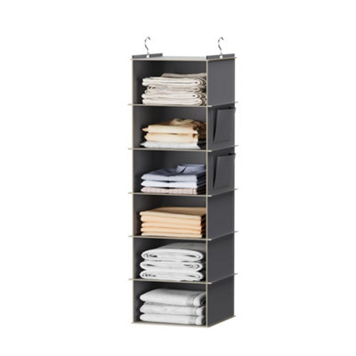 Wall mounted wardrobe storage rack 6 tier wardrobe shelving unit Grey