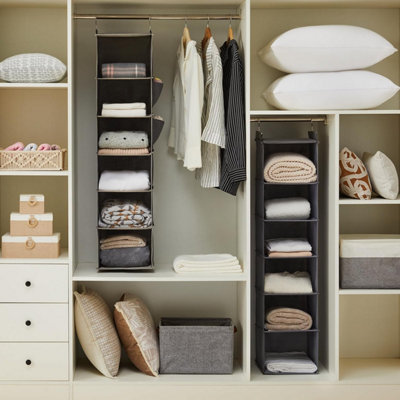 Wall mounted wardrobe storage rack 6 tier wardrobe shelving unit Grey