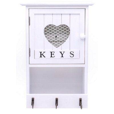 Wall Mounted White 9 Key Hook Storage Box