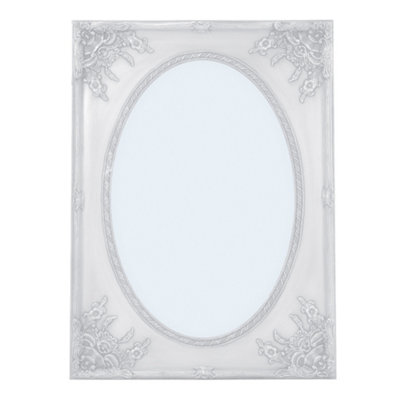 Wall Mounted White Wooden Plastic Flower Framed Decorative Framed Mirror W 840mm x H 1140mm