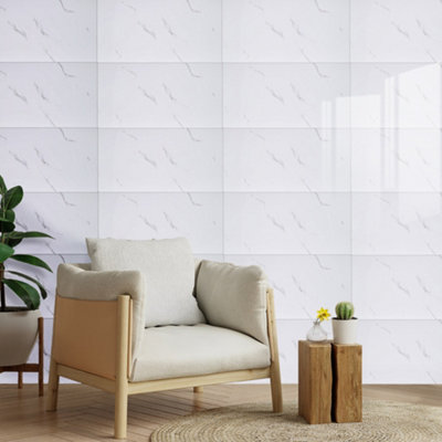 Wall Panel Set of 10 PVC Decorative Wall Panel Kitchen Bathroom Waterproof Marble Effect Wall Panels
