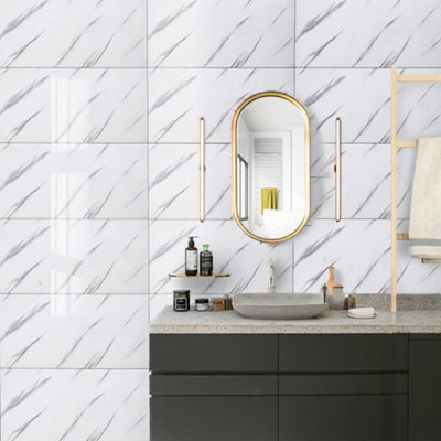 Wall Panel Set of 10 PVC Decorative Wall Panel Kitchen Waterproof Marble Effect Wall Panels