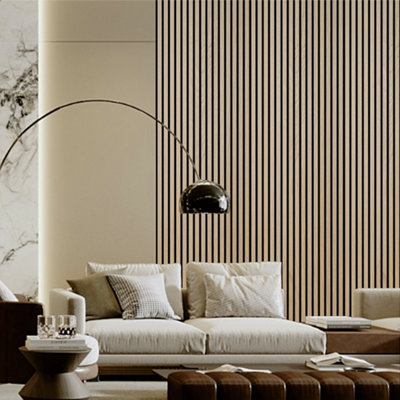 Wall Panel Slats Natural Oak Wood Grain PVC Slat Wall Panels Background ...