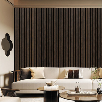 Wall Panel Slats Walnut Wood Grain PVC Slat Wall Panels Background ...