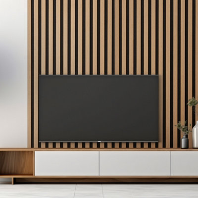 Wall Panel Wood Slat Oak Decorative Wooden Panelling 3D Slatted Acoustic Sound Absorbing Ceiling or Wall Slats 120 x 60 cm