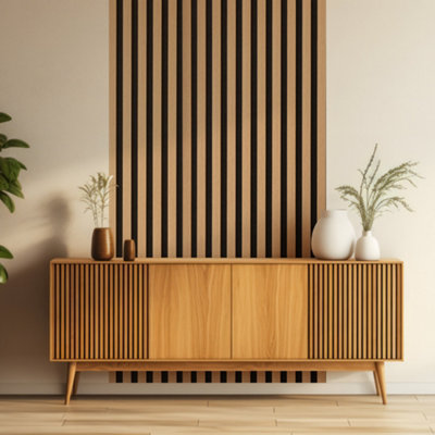 Wall Panel Wood Slat Oak Decorative Wooden Panelling 3D Slatted ...