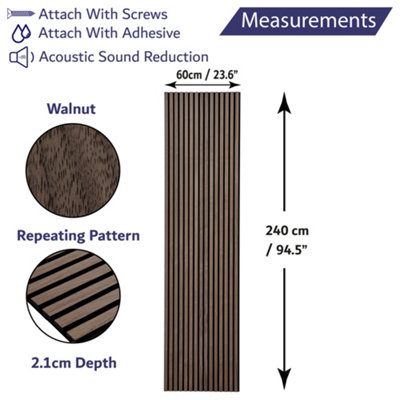 Wall Panel Wood Slat Walnut Decorative Wooden WallPanelling 3D Slatted ...
