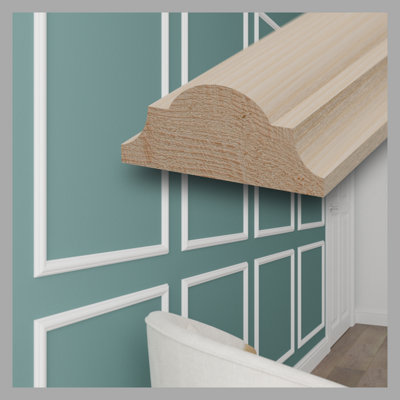 Wall Panelling bead (Astragal) Pine 34mm(W) x 15mm(T) x 3600mm(L) 4 Lengths In A Pack